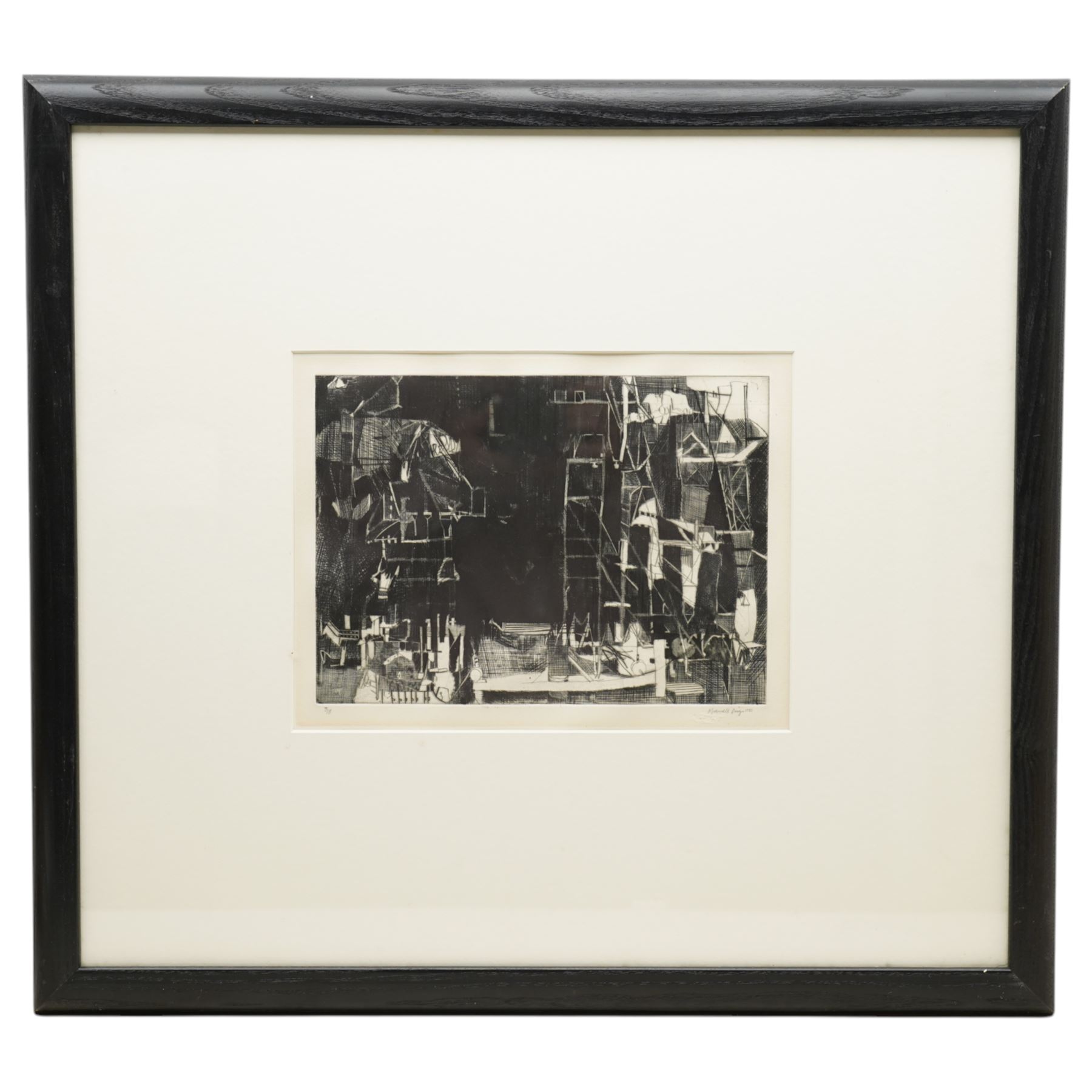 Maxwell Doig (Northern British 1966-): 'Pylons', drypoint etching on zinc signed dated 1990 and numbered 3/8 in pencil 22cm x 29cm 
