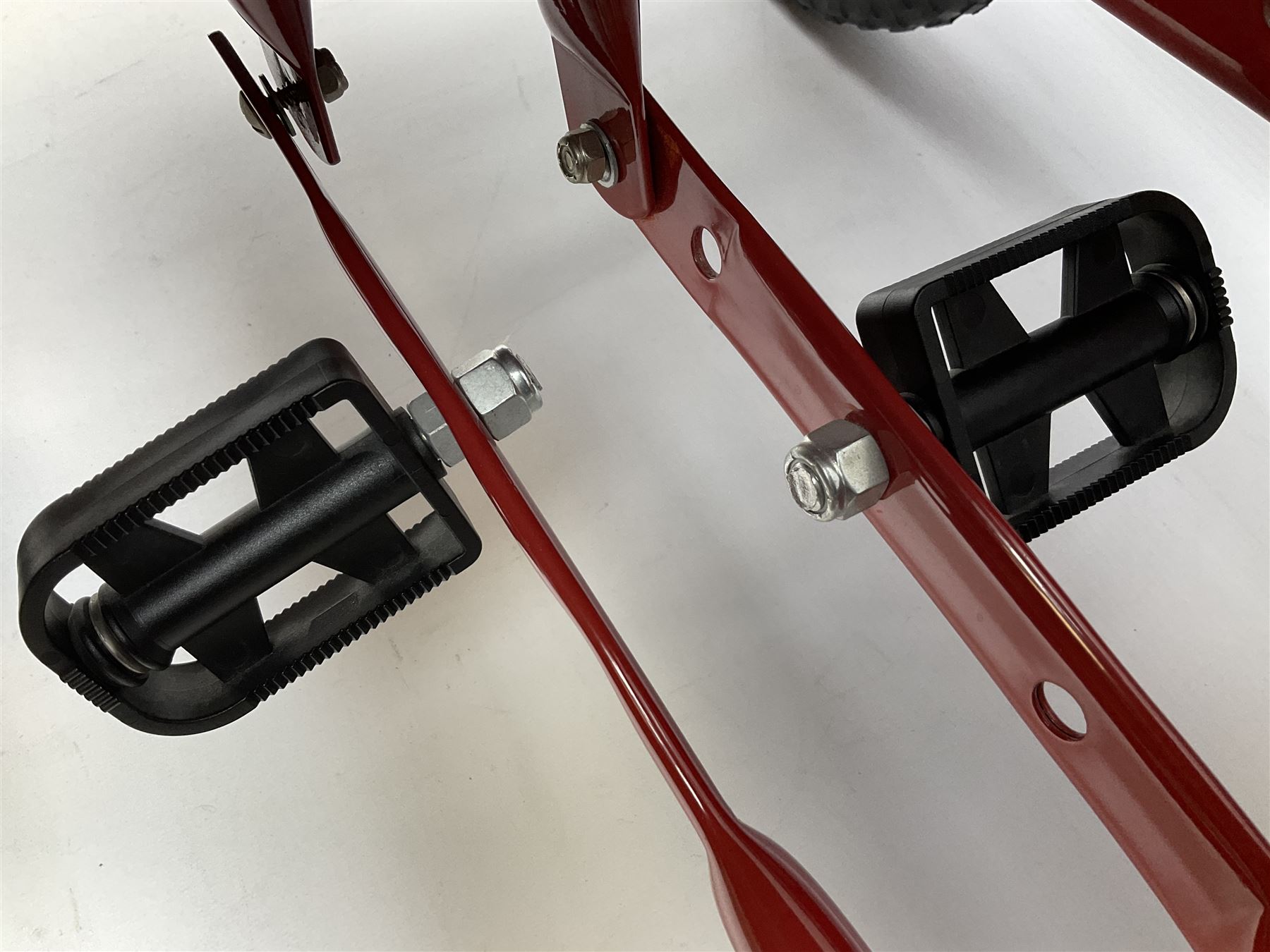 Red child's tin-plate pedal car with chrome detail, by Posh Paddles, Scarborough, H56cm, L80cm