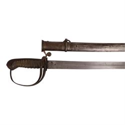 Sword, the 86cm single edged blade marked Toledo with metal scabbard, together with  Yataghan bayonet