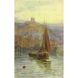  Fishing Boats in Whitby Harbour, 19/early 20th century watercolour indistinctly signed 46cm x 30cm  