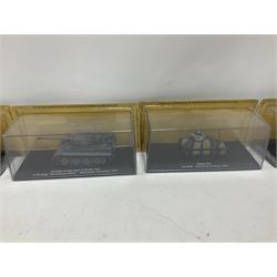 DeAgostini The Combat Tanks Collection -  forty-six periodical issued die-cast models of tanks; in plastic display cases in unopened blister packs (46)