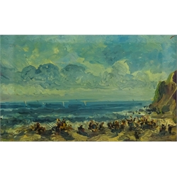 Marcella Smith (Newlyn School 1887-1963): Figures on the Beach, oil on board signed 22cm x 35cm
Notes: Marcella Smith was Dorothea Sharp’s partner and she ran a gallery at Lanhams St. Ives - an estate agent with a gallery and one of the only places you could buy art in St. Ives at that time

