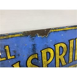 Early 20th century enamel sign, 'We Sell Hillsprings Prize Mineral Waters, Scarborough Table Waters Ltd', H47cm, L61cm
