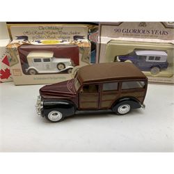 Collection of Diecast model vehicles, including Lledo The Golden Days of the Film Industry limited edition set, Lledo H Samuel boxed vehicle, and other similar examples 