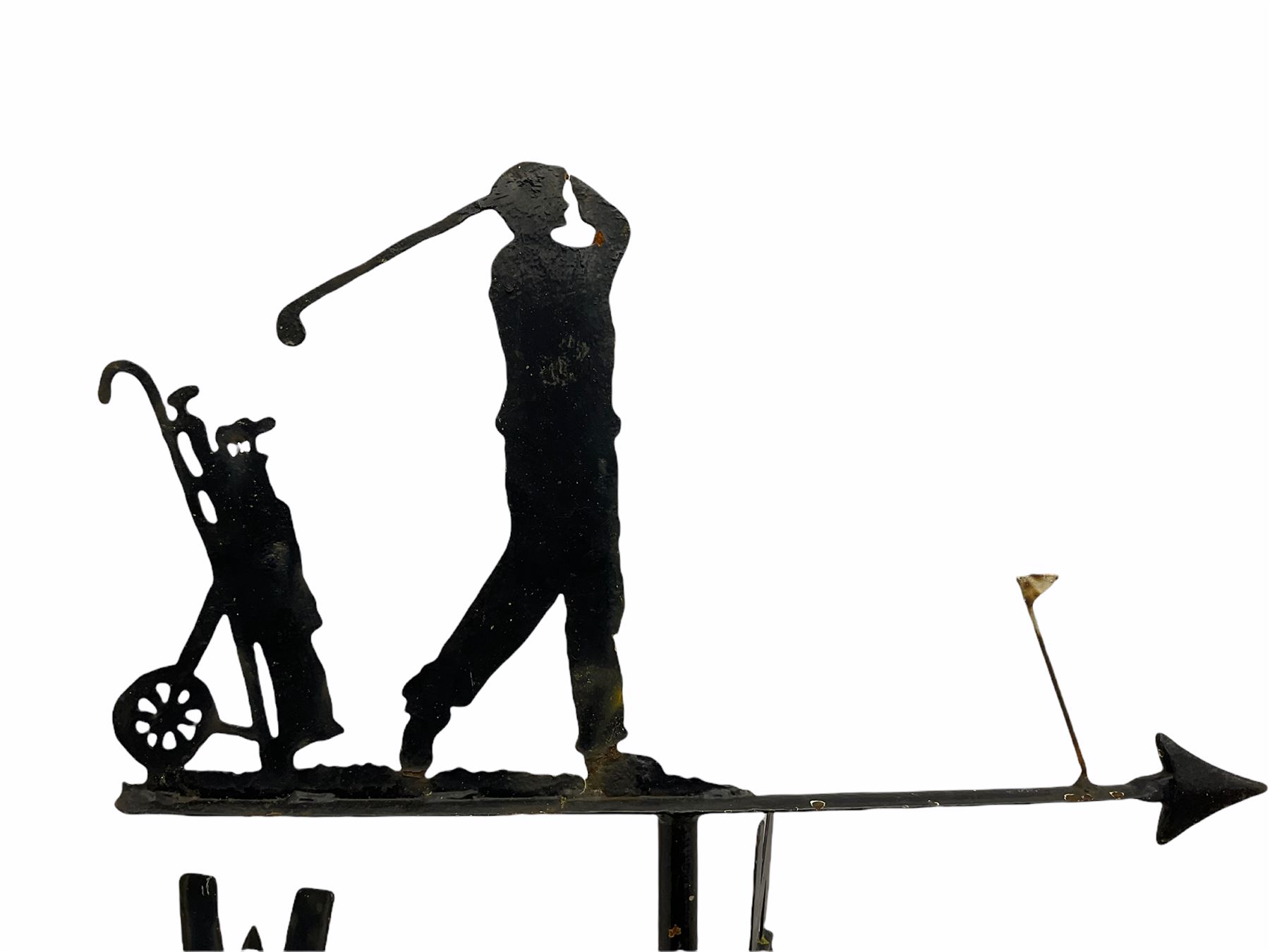 Wrought metal weathervane, set with golfing scene - THIS LOT IS TO BE COLLECTED BY APPOINTMENT FROM DUGGLEBY STORAGE, GREAT HILL, EASTFIELD, SCARBOROUGH, YO11 3TX