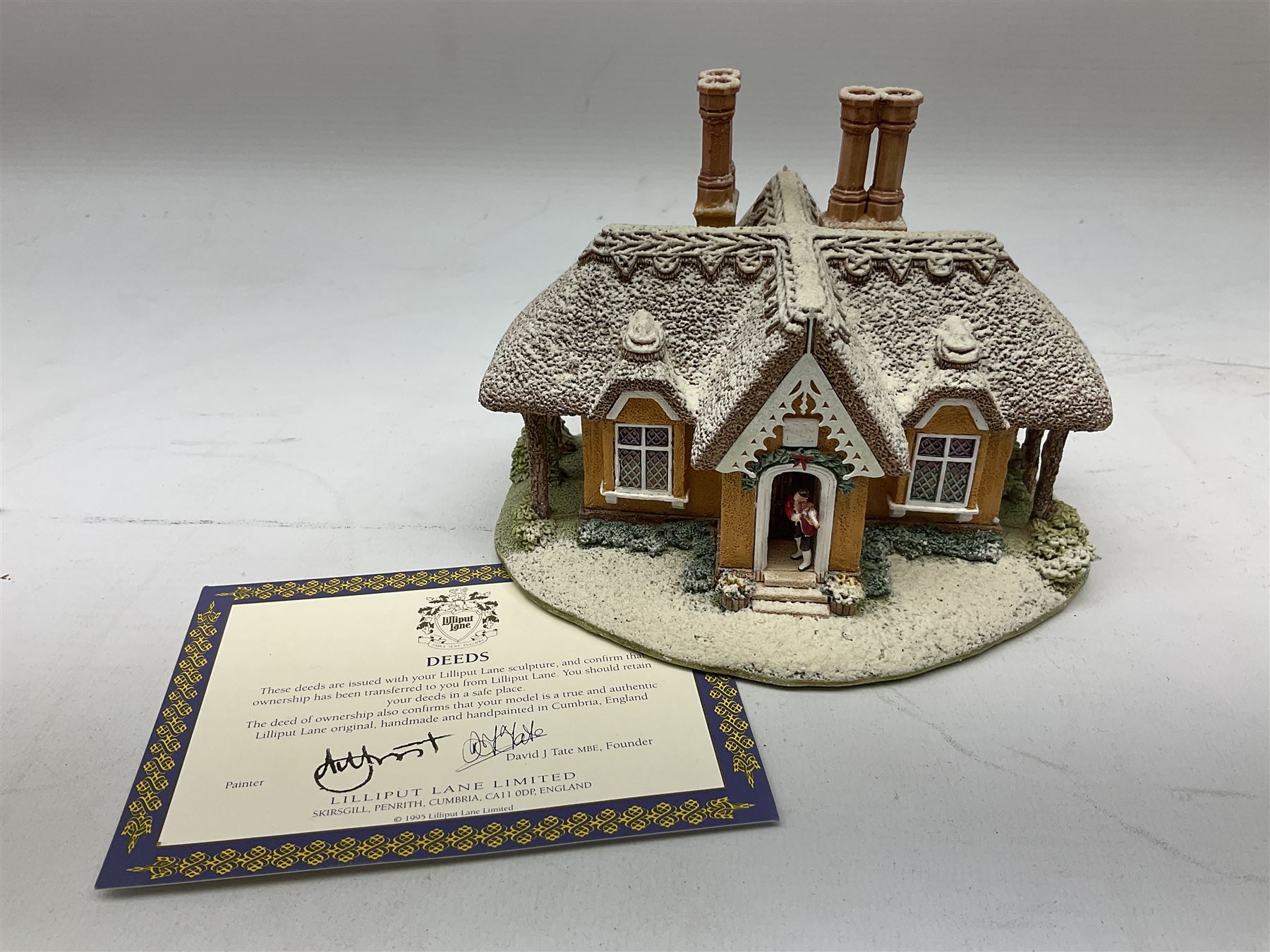 Ten Lilliput Lane winter (snowed) cottages, to include Yuletide Inn, The Christmas Present and Kerry Lodge, all boxed with deeds