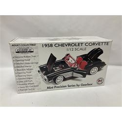 Gearbox 1:12 scale ‘1958 Chevrolet Corvette’ 17904 Mint Precision Series die-cast model, on plinth in original box