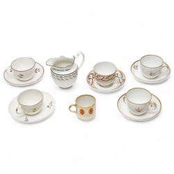Collection of late 18th/early 19th century porcelain tea wares, including a Pinxton cream ...