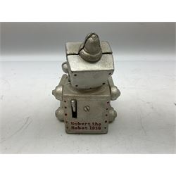 Cast metal robot money box, H18cm