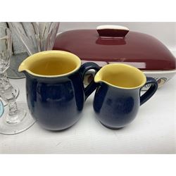Denby coffee pot, together with Hornsea sugar shaker, glassware and other collectables 