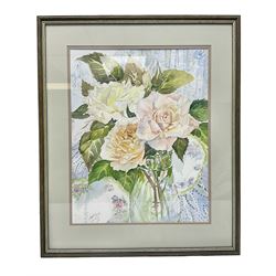 Angela McCall: ‘Last of the Summer Roses’, watercolour signed and named verso 65cm x 55cm