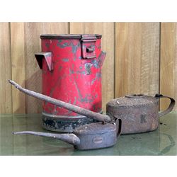 Large Kayes patent oil can (L59cm), together with a Braime oil can, and a large Kayes pate...
