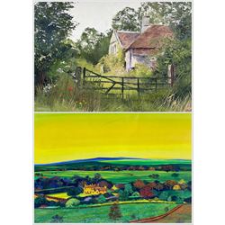 Pamela Derry (British 1932-2002): 'Forgotten and Overgrown', oil on board signed, titled on gallery label verso 22cm x 34cm; Helen Pollock (New Zealand 1945-): 'October', gouache signed, titled and dated 1981 verso 23cm x 29cm (2)