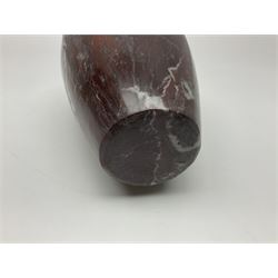 Red marble vase, of baluster form, H18cm