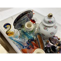 Quantity of boxed Saving the Gorillas in the Mist figures, boxed Royal Doulton glasses, art glass, ceramics etc in four boxes