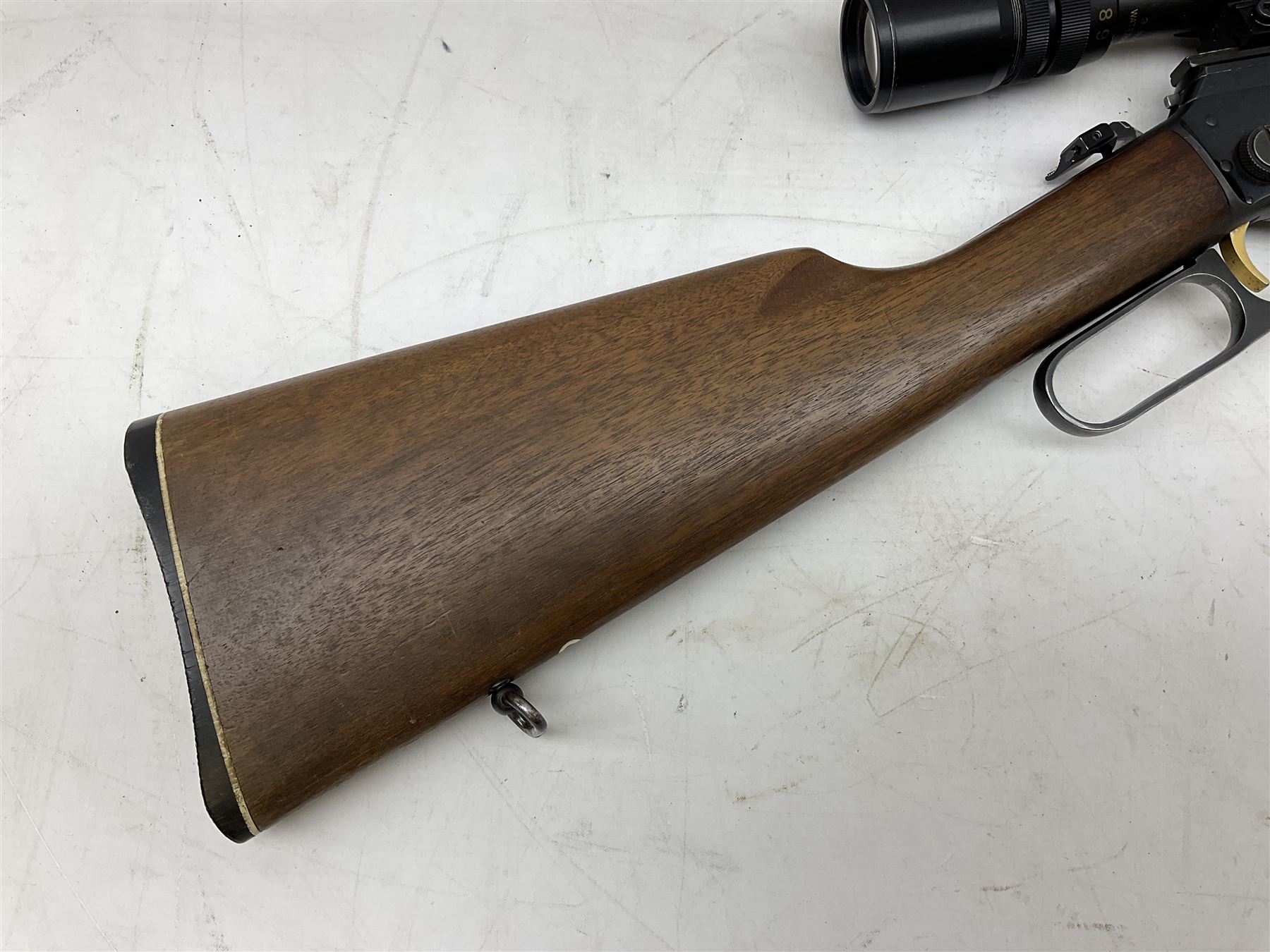 Marlin Model 39A Mountie .22 rim-fire rifle with 51.5cm barrel and under lever action with Bisley 3-9 x 40 variable scope L93cm overall SECTION 1 FIRE-ARMS CERTIFICATE REQUIRED