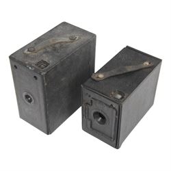 Four Ensign cameras, including Ful-Vue, J-B box camera, All Distance Twenty box camera and 2 1/4 B box camera