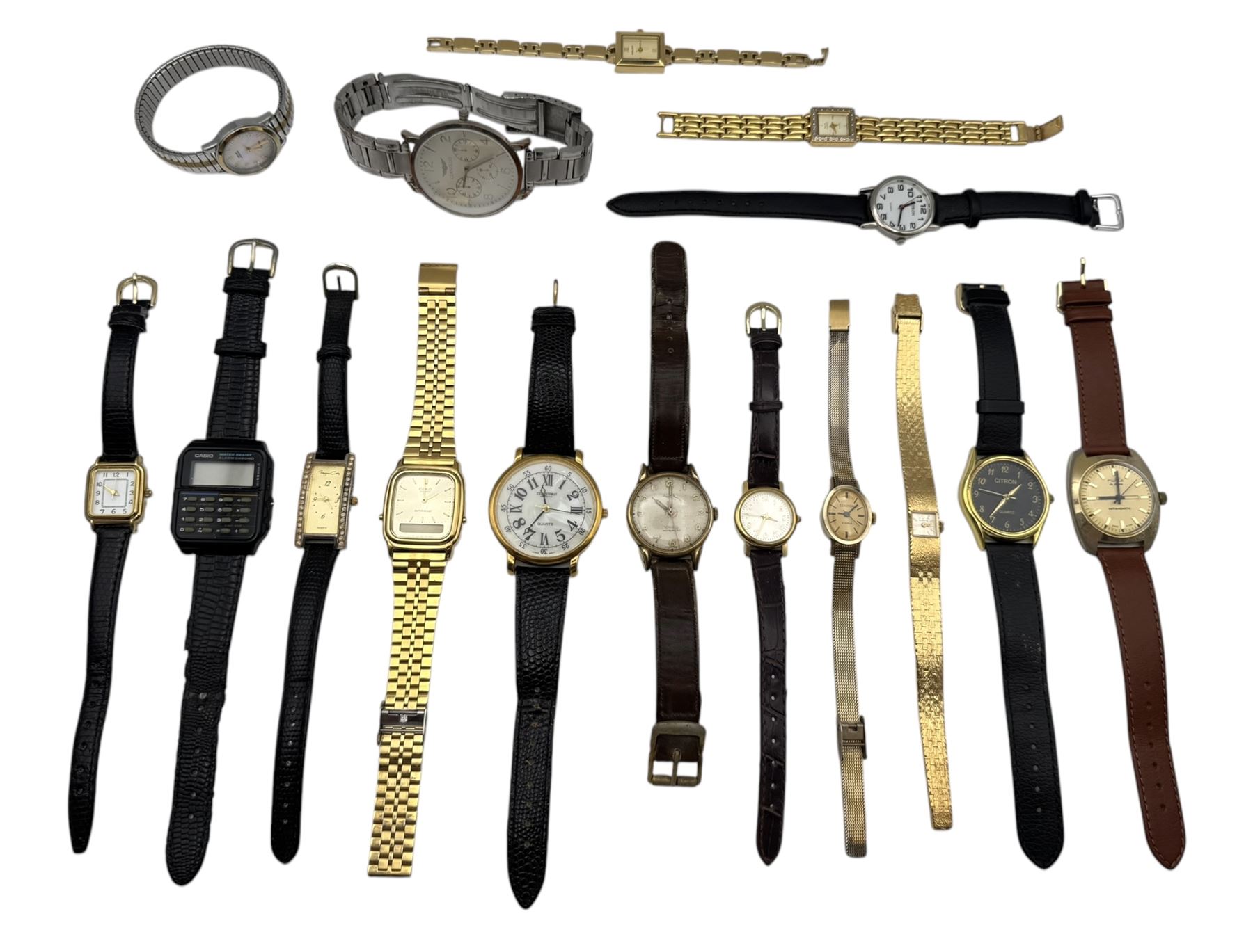 Collection of wristwatches, including Casio alarm chronograph, Ruhla, Sekonda, etc 