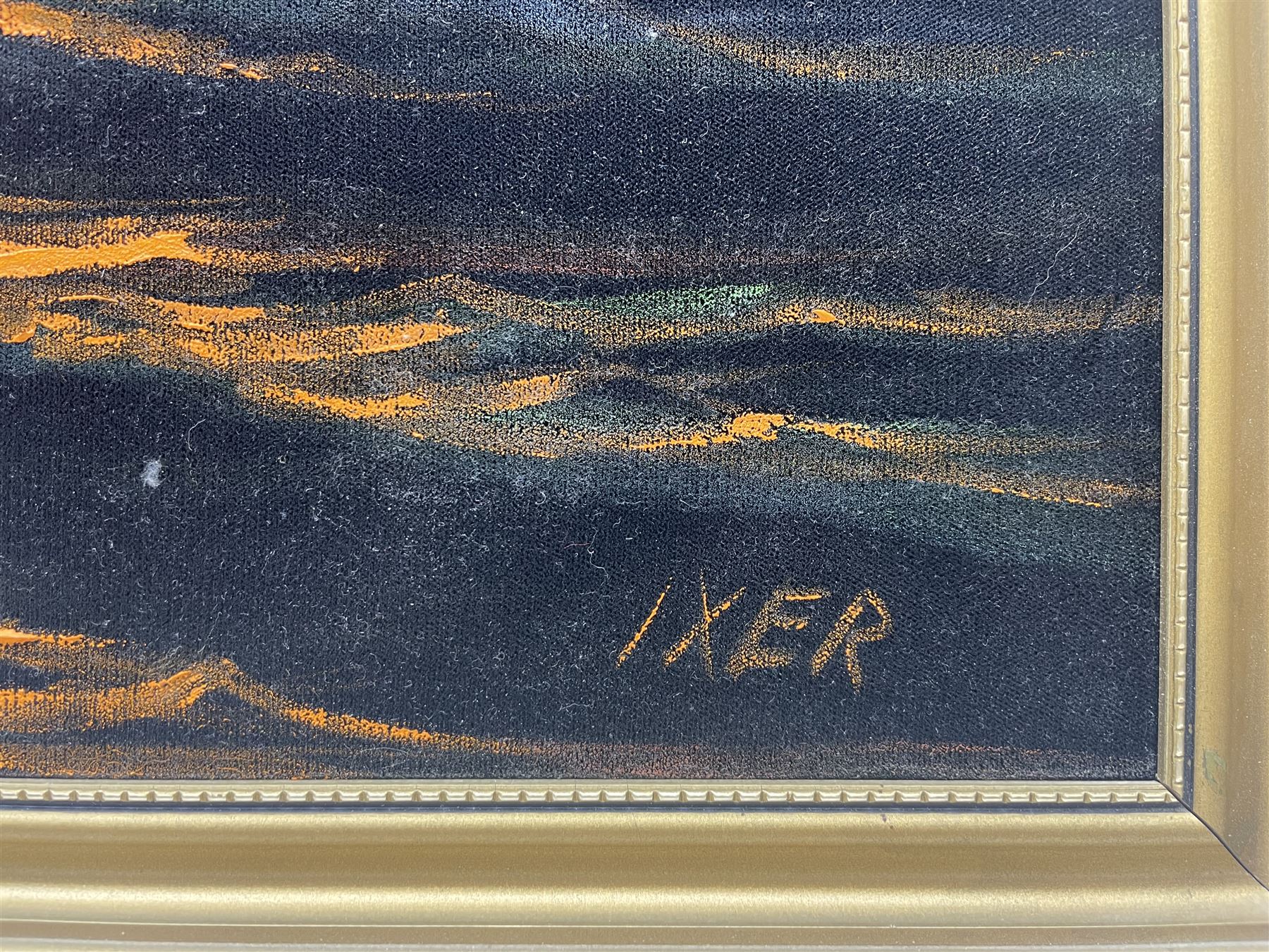 Robert Ixer (British 1941-): Coming out of Whitby Harbour, oil on fabric signed 42cm x 60cm 