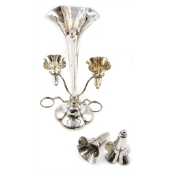  Edwardian silver epergne by Horace Woodward & Co Ltd London 1907, with central trumpet form vase surrounded by four small vases, raised on a lobed weighted base 24.5cm  