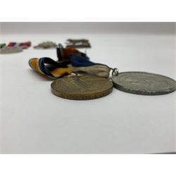 WW1 pair of medals awarded to 151761 Gnr. S. Loten R.A. with ribbons; four WW2 medals with ribbons; and small quantity of cap badges, medallions etc