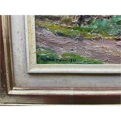 Rowland Henry Hill (Staithes Group 1873-1952): 'Cornstacks at Ellerby', oil on board signed and dated 1927, 22cm x 27cm 
Provenance: private collection, exh. Phillips & Sons, The Dower House, Cookham, June 1976 and September 1987, label verso