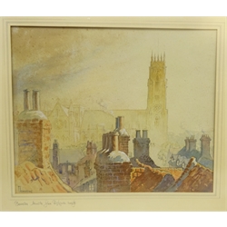 Frank Armstrong (British 1900-1966): 'Beverley Minster from Highgate Roofs' and Beverley Market, two watercolours signed, one titled on the mount 34cm x 41cm (2)