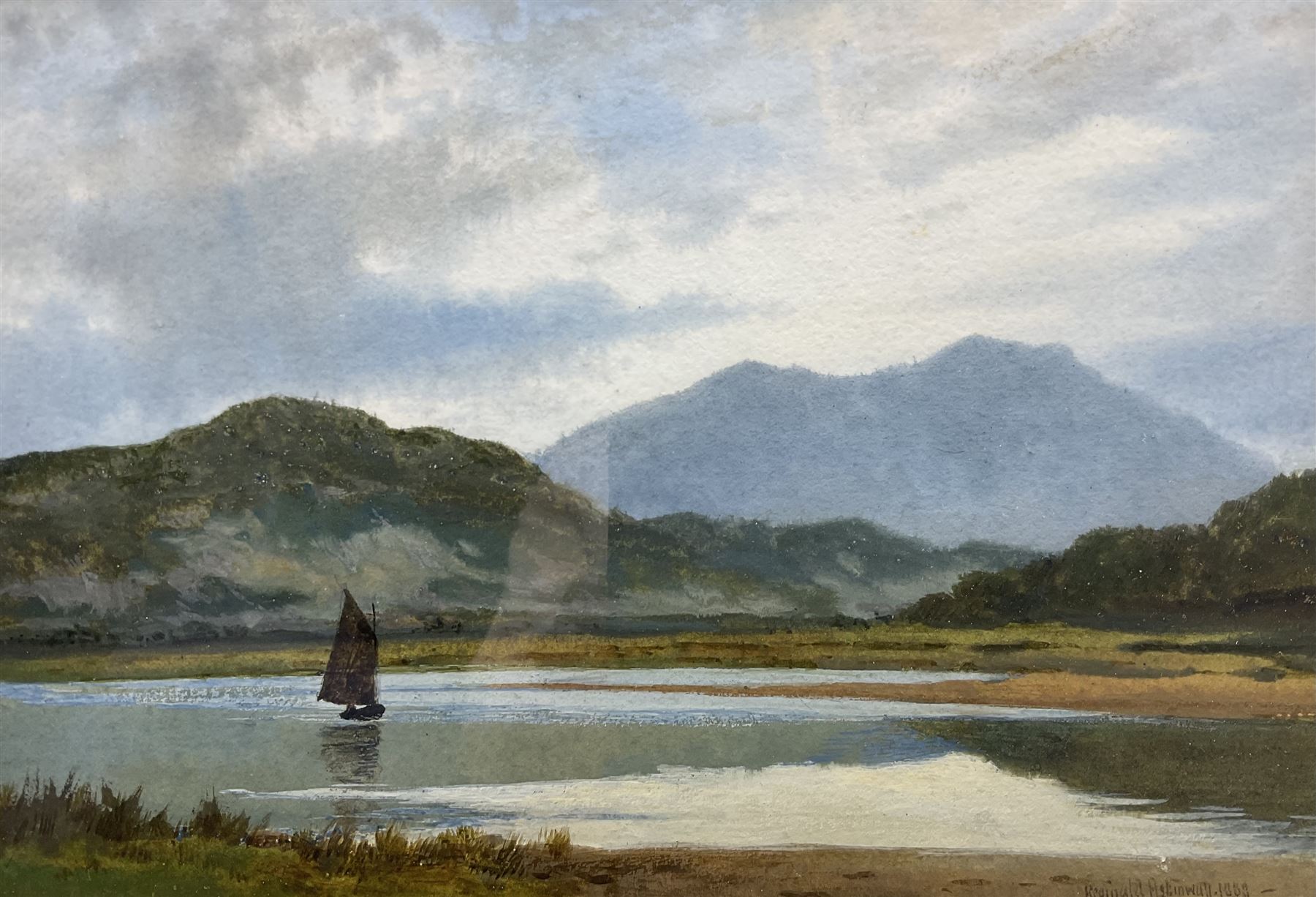 Reginald Aspinwall (British 1858-1921): 'Kilbrannan Sound - Isle of Arran', gouache signed and dated 1888, titled verso 16cm x 23cm
