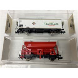 Fleischmann 'N' gauge - thirteen goods wagons Nos.8202K, 8207, 8230, 8234, 8282, 8320, 8327K, 8330, 8343K, 8517K, 868523K, 852402K & 852403K; all boxed (13)
