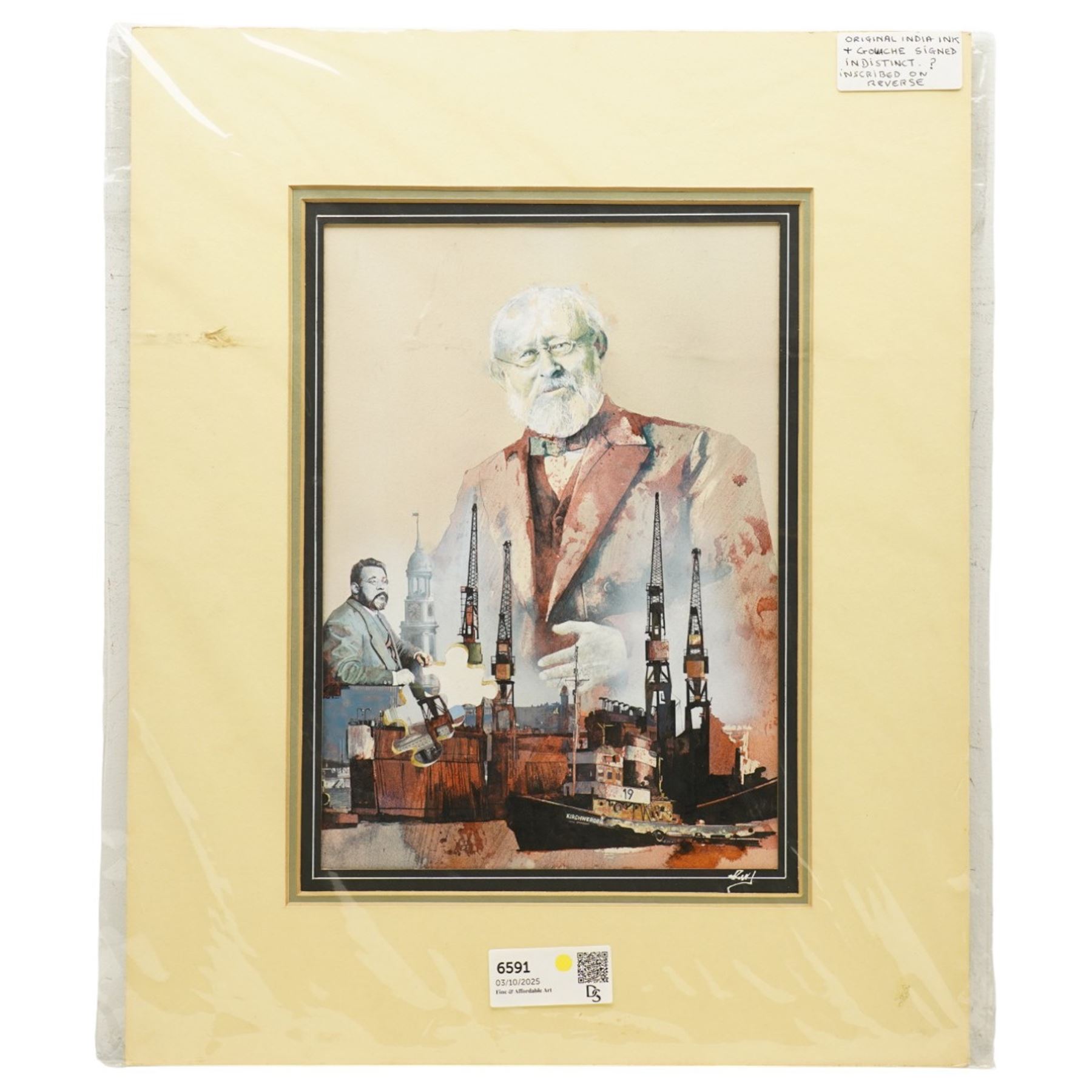 Neil Pinkett (British 1958-): Kirchwerder, gouache inscribed verso 34cm x 24cm (unframed)