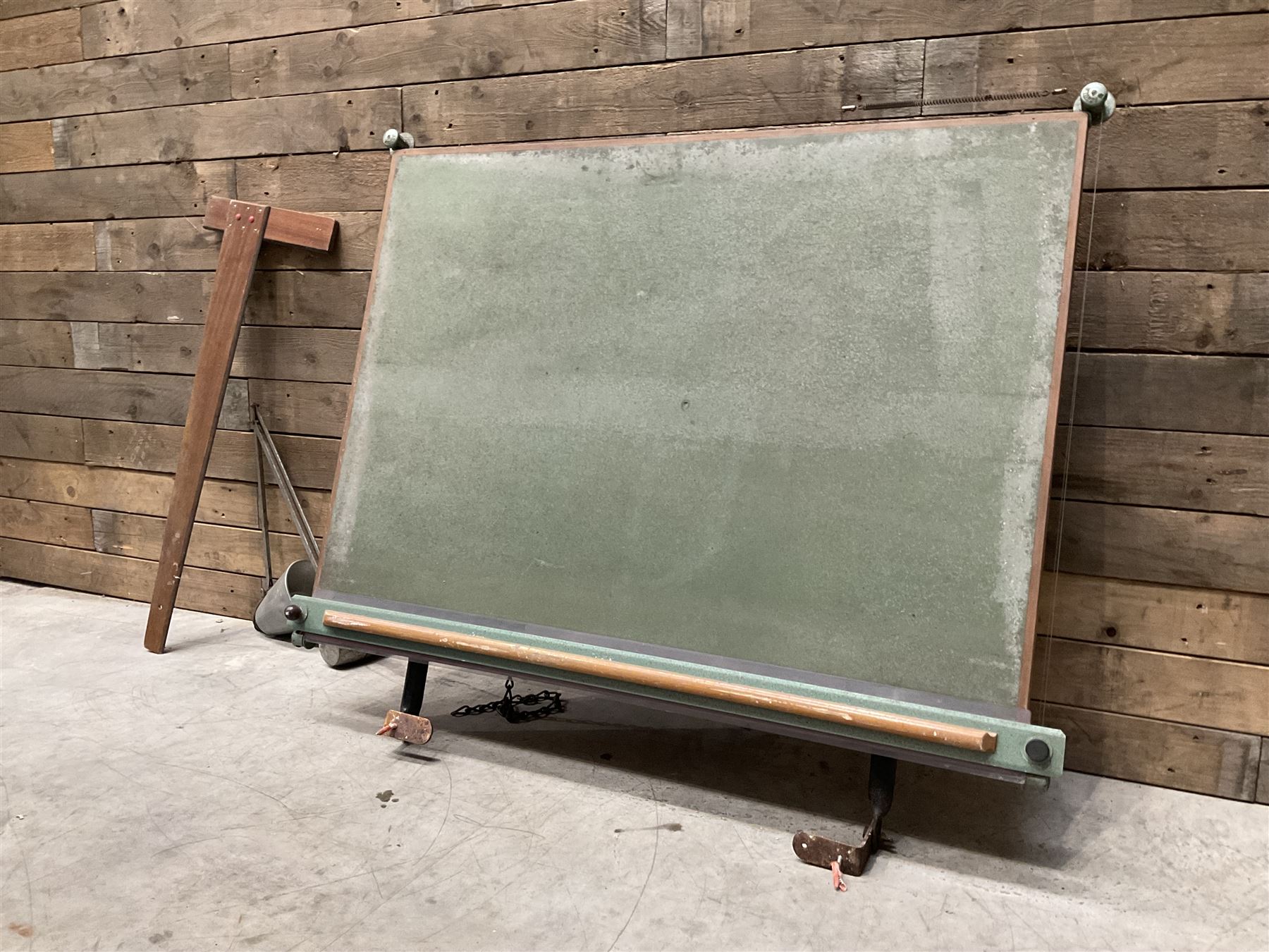 Angula - mid-20th century wall mounted adjustable draughtsmans  architect's drawing board, with lamp and set square
