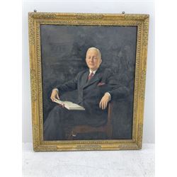 Margaret Lindsay Williams (1888-1960): Three-Quarter Length Portrait of a Gentleman Holding a Book, oil on canvas signed and dated 1955, 129cm x 100cm
Notes: Margaret Lindsay Williams was a notable portrait painter of members of the Royal Family and Politicians