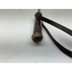 Early 20th century officer's swagger type leather covered sword stick, the 33cm etched single fullered blade marked Wilkinson Pall Mall, with carrying strap L60.5cm