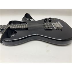 Encore black electric cut-away guitar L96cm; and Spanish Victor Garcia model 187 acoustic guitar, bears label dated 1972 L99cm; each in soft carrying case (2)