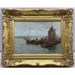 Robert McGregor RSA (Scottish 1847-1922): Boats in Calm Waters, oil on canvas signed 24cm x 34cm