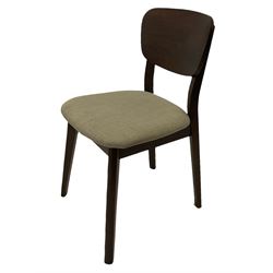 Bentley Designs - Premier collection 'Oslo' contemporary walnut extending dining table and six chairs upholstered in steel grey fabric. 