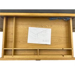 Marks and Spencer Home - light oak office desk, fitted with drawers, inset writing surface with hinged compartment