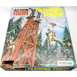 Palitoy Action Man - boxed Pursuit Craft and another unboxed part craft; together with a boxed Training Tower and another unboxed part tower