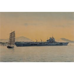 Commander Eric Erskine Campbell Tufnell RN (British 1888-1979): 'HMS Indomitable', watercolour signed and titled, 25cm x 37cm