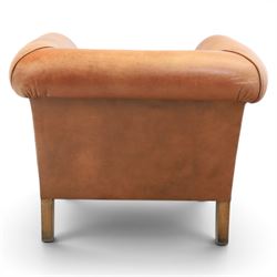 20th century tub armchair upholstered in tan leather