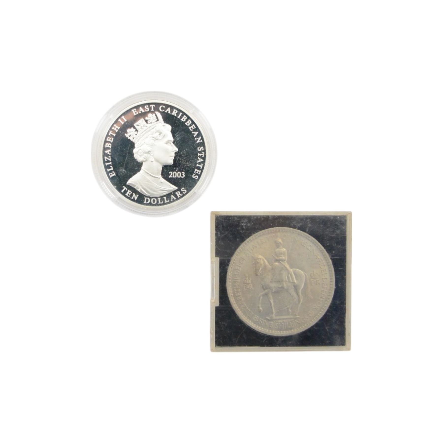 Three Queen Victoria silver crown coins dated 1892 and two 1893, various silver threepence pieces, King George VI 1937 crown, commemorative crowns and Queen Elizabeth II East Caribbean States 2003 'The Last Scheduled Flight Of Concorde' silver proof ten dollars coin cased with certificate