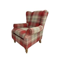 Next Home - wingback armchair, upholstered in checkered fabric 
