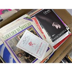 Miscellaneous ephemera including large quantity of theatre programmes c1936-2000s, some bearing signatures; 1930s/40s sheet music; film magazines including Screenland 1928, Theatre Arts 1950s, Film Review 1980s/90s etc