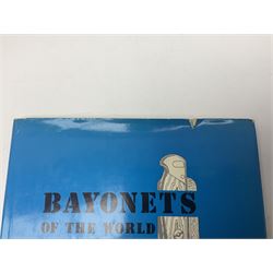 Five reference books on swords and bayonets comprising Skennerton & Richardson: British & Commonwealth Bayonets; Paul Keisling: Bayonets of the World; Leslie Southwick: The Price Guide to Antique Edged Weapons; J. Anthony Carter: Allied Bayonets of World War Two; and Les Armes Blanche (5)