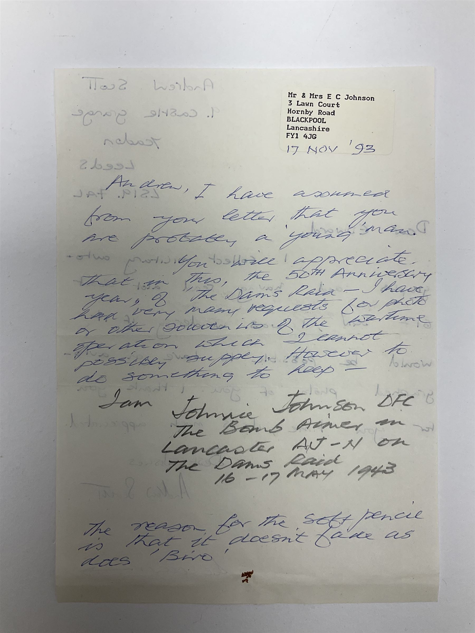 Manuscript letter from Dambuster | Militaria | 78766