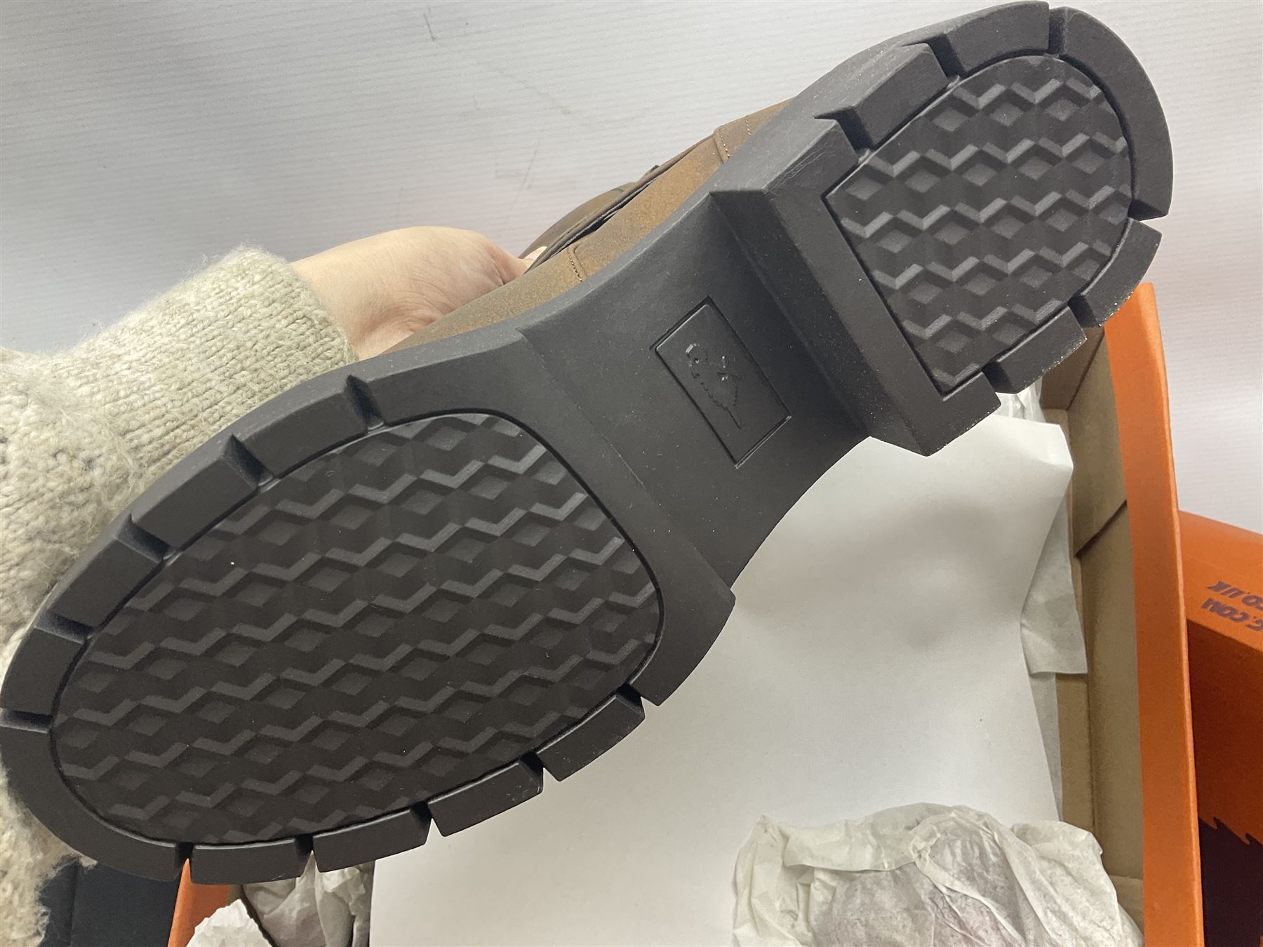 Ex shop stock - three Karen Millen ladies long black wool coats, size 18; four pairs of Rocket Dog ladies leather boots, size 8; and five pairs of Aubin gents trousers, sizes 30-36 (12)