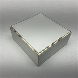 Pair of silver green stone and cubic zirconia cluster stud earrings, stamped 925, boxed 