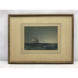Frank Henry Mason (Staithes Group 1875-1965): Brig on a Moody Sea, gouache signed 19cm x 26cm