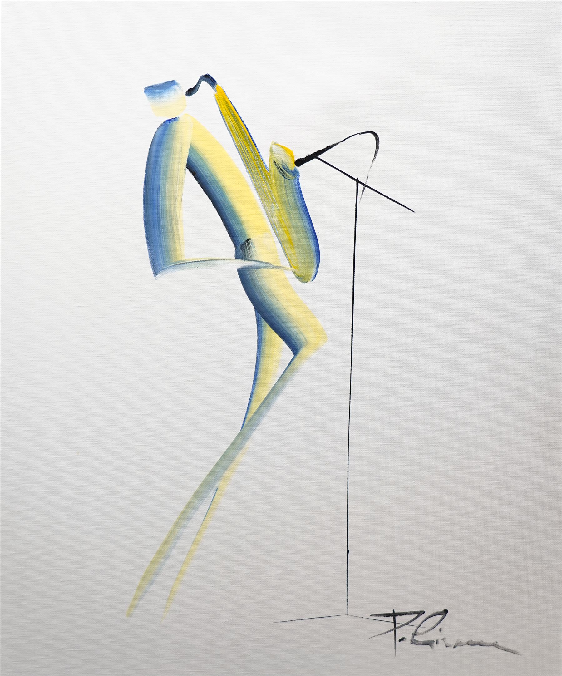 Patrick Ciranna (French 1950-): The Musicians, pair oils on canvas signed 54cm x 45cm (2)