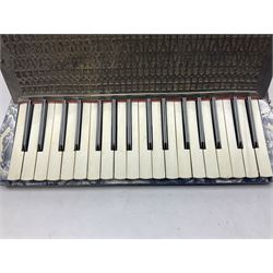 Pietor mother of pearl effect piano accordion, cased L42cm